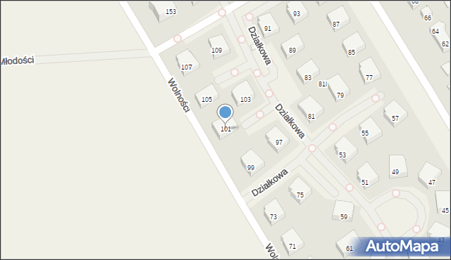 Parzniew, Działkowa, 101, mapa Parzniew