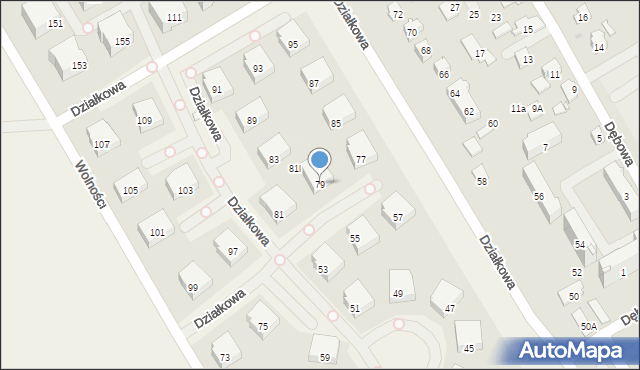 Parzniew, Działkowa, 79, mapa Parzniew