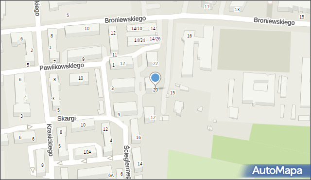 Piotrków Trybunalski, Działkowa, 20, mapa Piotrków Trybunalski