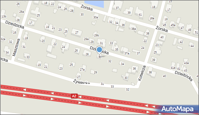 Poznań, Dziedzicka, 30, mapa Poznania