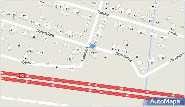 Poznań, Dziedzicka, 38, mapa Poznania