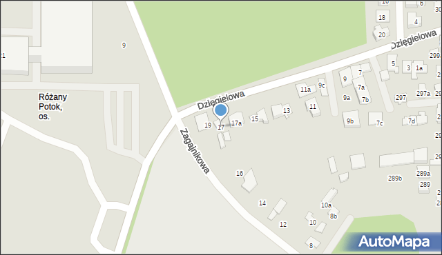 Poznań, Dzięgielowa, 17, mapa Poznania