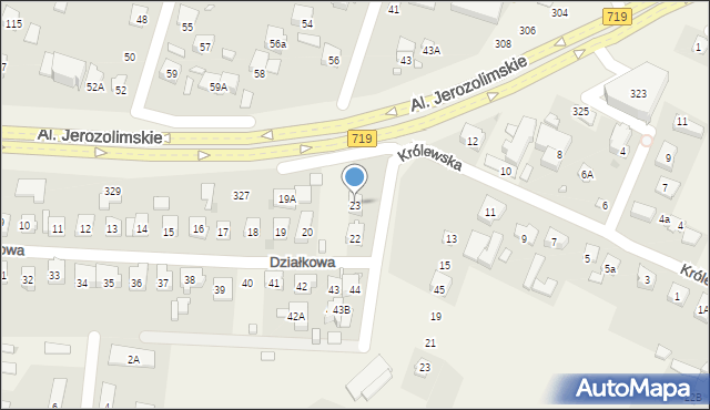 Reguły, Działkowa, 23, mapa Reguły