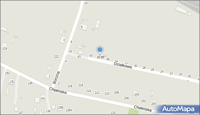 Rejowiec Fabryczny, Działkowa, 36-38, mapa Rejowiec Fabryczny