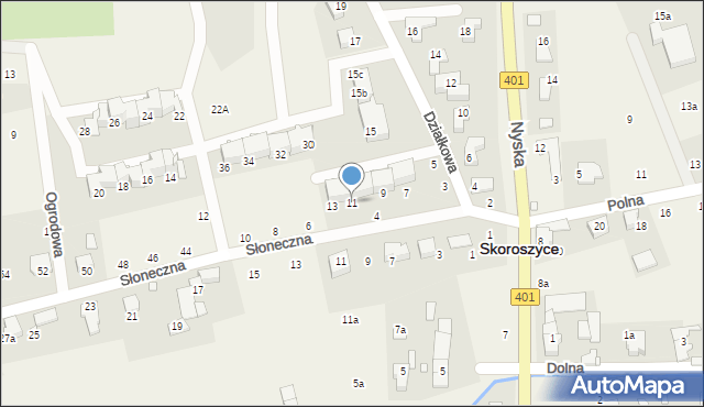 Skoroszyce, Działkowa, 11, mapa Skoroszyce