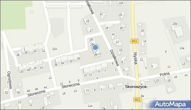 Skoroszyce, Działkowa, 15, mapa Skoroszyce