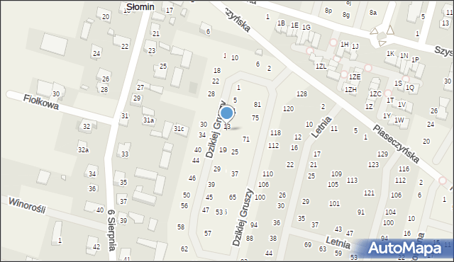 Słomin, Dzikiej Gruszy, 15, mapa Słomin