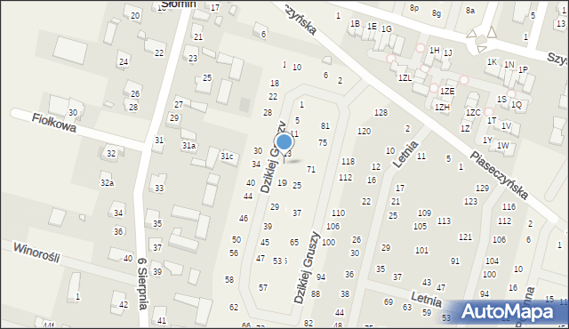 Słomin, Dzikiej Gruszy, 17, mapa Słomin