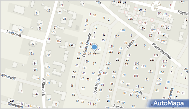 Słomin, Dzikiej Gruszy, 25, mapa Słomin