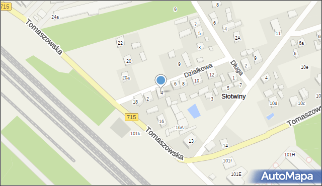 Słotwiny, Działkowa, 4, mapa Słotwiny