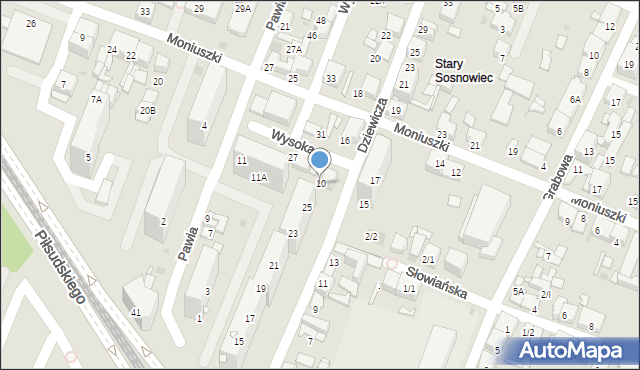 Sosnowiec, Dziewicza, 10, mapa Sosnowca