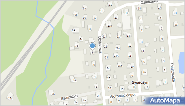 Swarożyn, Działkowa, 6, mapa Swarożyn