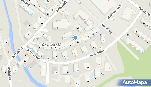 Szczecin, Dziennikarska, 9, mapa Szczecina