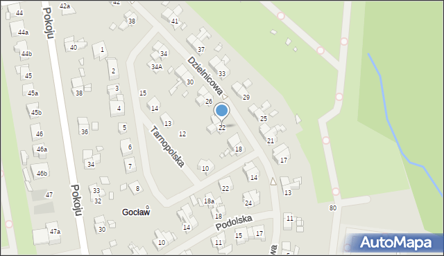 Szczecin, Dzielnicowa, 22, mapa Szczecina