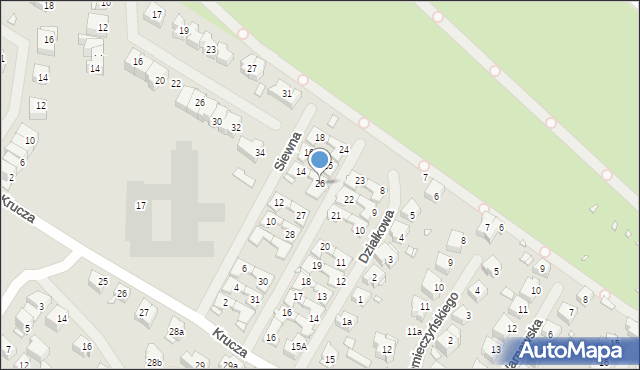 Szczecin, Działkowa, 26, mapa Szczecina