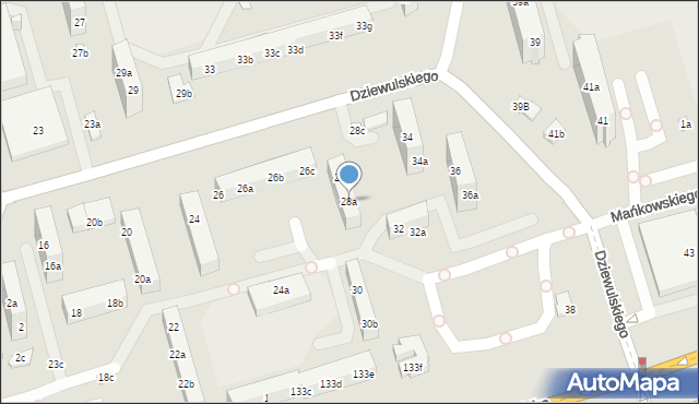 Toruń, Dziewulskiego Władysława, 28a, mapa Torunia