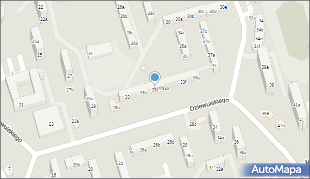 Toruń, Dziewulskiego Władysława, 33c, mapa Torunia