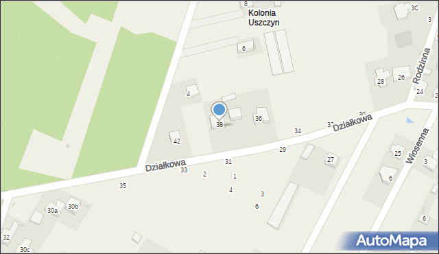 Uszczyn, Działkowa, 38/40, mapa Uszczyn