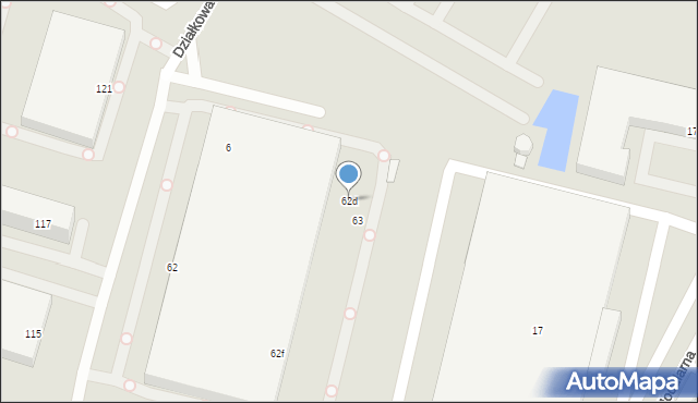 Warszawa, Działkowa, 62d, mapa Warszawy