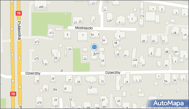 Warszawa, Dzierzby, 20, mapa Warszawy