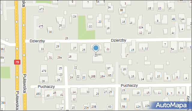 Warszawa, Dzierzby, 23, mapa Warszawy