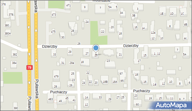 Warszawa, Dzierzby, 25, mapa Warszawy