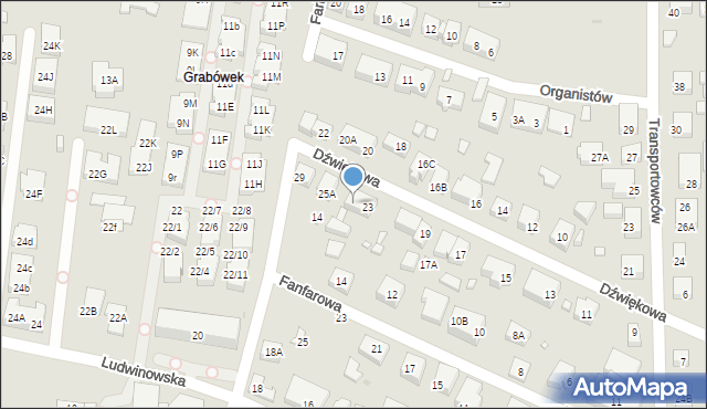 Warszawa, Dźwiękowa, 25, mapa Warszawy