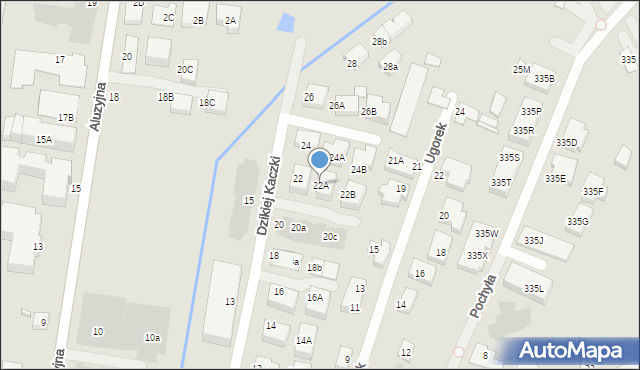 Warszawa, Dzikiej Kaczki, 22A, mapa Warszawy