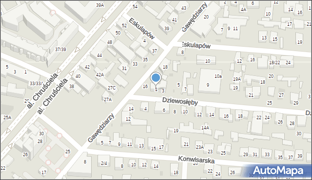 Warszawa, Dziewosłęby, 1, mapa Warszawy