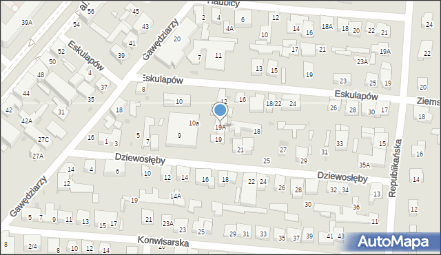 Warszawa, Dziewosłęby, 19A, mapa Warszawy