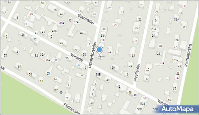 Warszawa, Działyńczyków, 12, mapa Warszawy