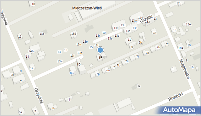 Warszawa, Dzięcioła, 8F, mapa Warszawy