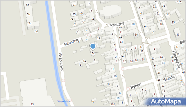 Września, Dzieci Wrzesińskich, 5a, mapa Wrześni