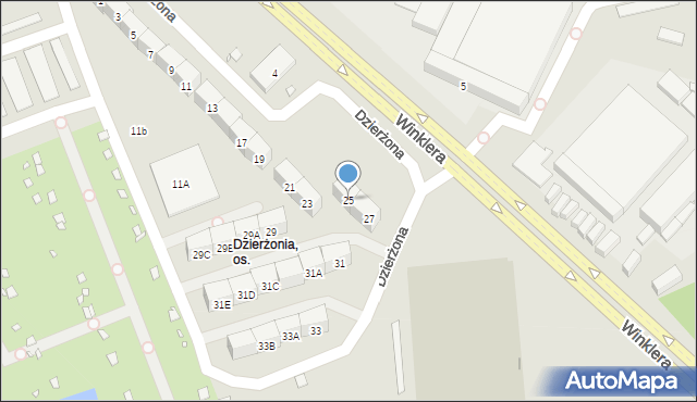 Zabrze, Dzierżona Jana, ks., 25, mapa Zabrza