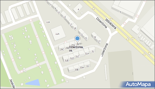 Zabrze, Dzierżona Jana, ks., 29, mapa Zabrza