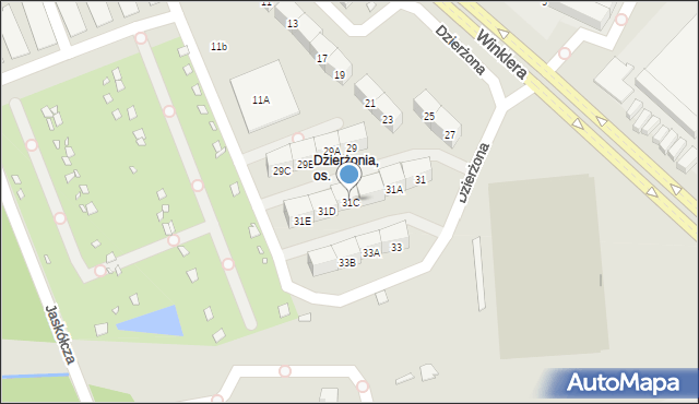 Zabrze, Dzierżona Jana, ks., 31C, mapa Zabrza