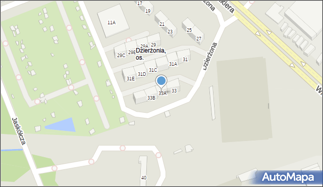 Zabrze, Dzierżona Jana, ks., 33A, mapa Zabrza