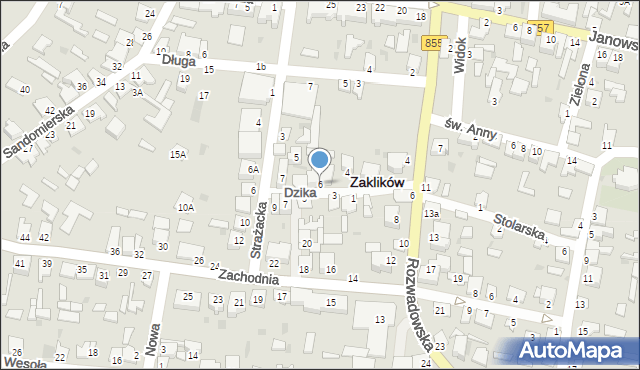 Zaklików, Dzika, 6, mapa Zaklików