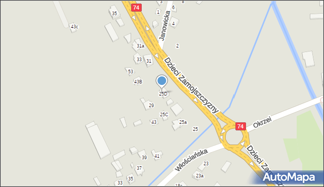 Zamość, Dzieci Zamojszczyzny, 25D, mapa Zamościa