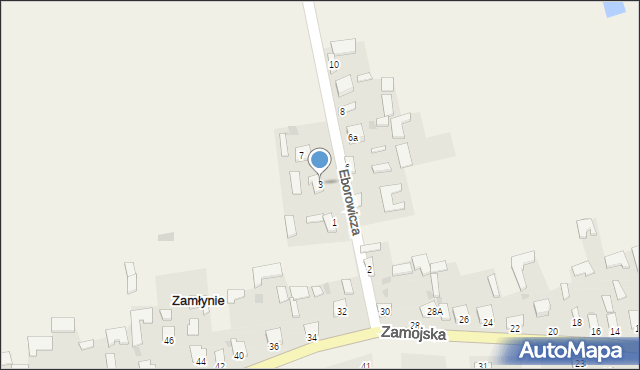 Zamłynie, Eborowicza, mjr., 3, mapa Zamłynie