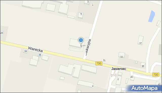 Jasieniec, Edukacyjna, 5, mapa Jasieniec