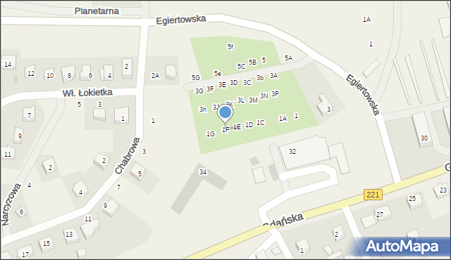 Przywidz, Egiertowska, 1F, mapa Przywidz