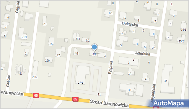 Zaścianki, Egipska, 4/1, mapa Zaścianki