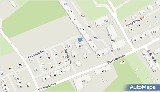 Szczecin, Ekologiczna, 10, mapa Szczecina