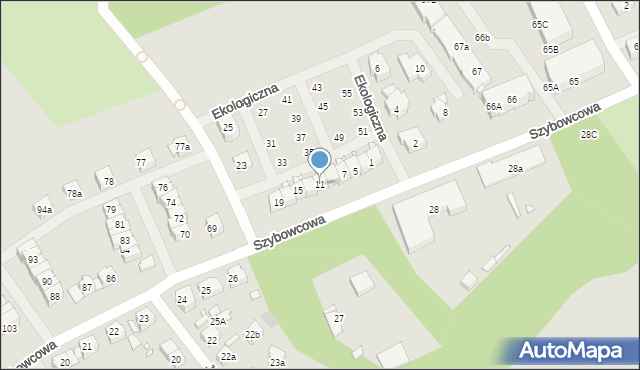 Szczecin, Ekologiczna, 11, mapa Szczecina