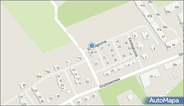 Szczecin, Ekologiczna, 25, mapa Szczecina