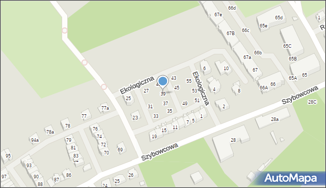 Szczecin, Ekologiczna, 39, mapa Szczecina