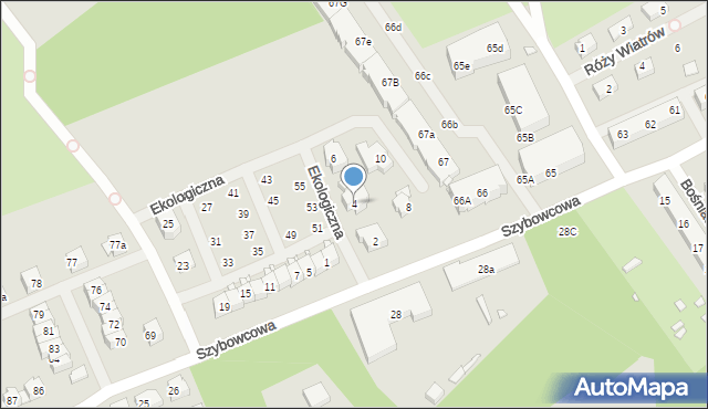 Szczecin, Ekologiczna, 4, mapa Szczecina