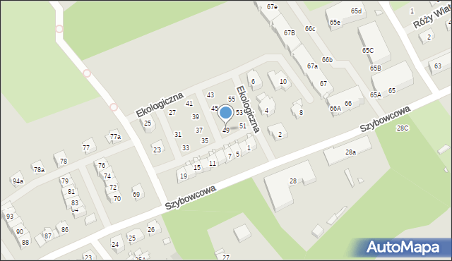 Szczecin, Ekologiczna, 49, mapa Szczecina