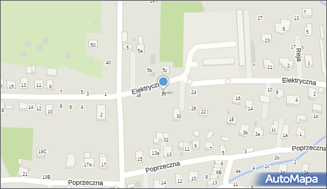 Brzesko, Elektryczna, 36, mapa Brzesko